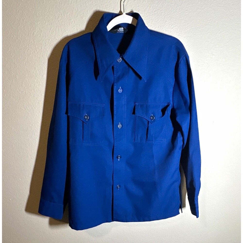 Youngbloods Men’s Button Up Shirt Size 48 Blue Solid Woven Polyester Crab